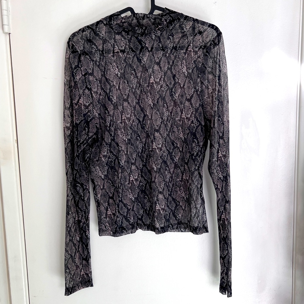 Wild Fable Snake Print Mesh See Through Top